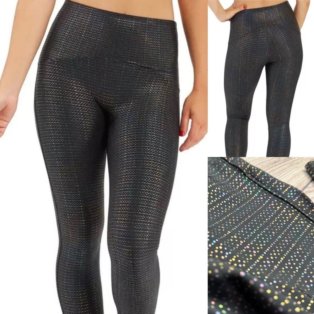 Spanx 7/8 Leggings Size M Metallic Mist Black NWOT